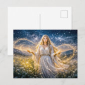 Virgo Zodiac in Enchanted Night Landscape Postkarte (Vorne/Hinten)