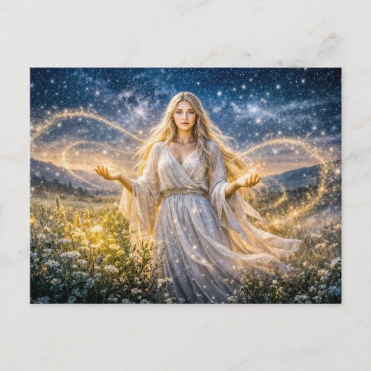 Virgo Zodiac in Enchanted Night Landscape Postkarte (Vorderseite)