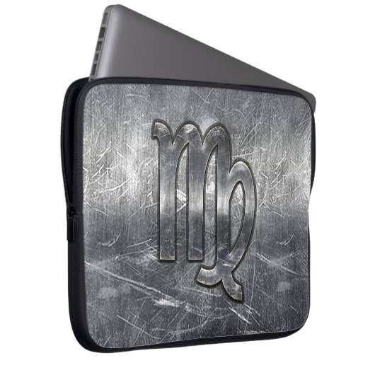 Virgo Zodiac in Silver Distressed Style Laptopschutzhülle (Vorne Rechts)