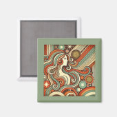 Virgo Zodiac Magnet Retro Design (Vorderseite/Rückseite)