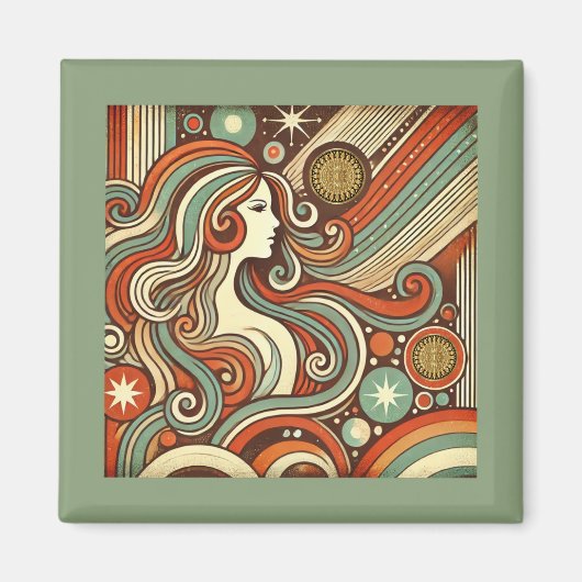Virgo Zodiac Magnet Retro Design (Vorne)