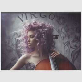 Virgo Zodiac Musician Cello Decoupage Seidenpapier