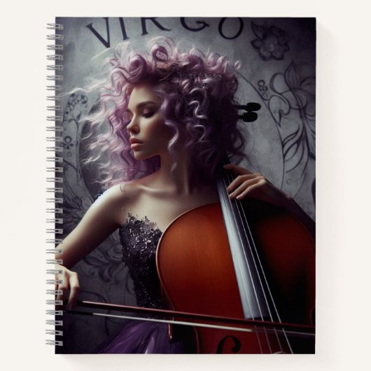 Virgo Zodiac Musician Cello Notizblock (Vorderseite)