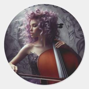 Virgo Zodiac Musician Cello Runder Aufkleber