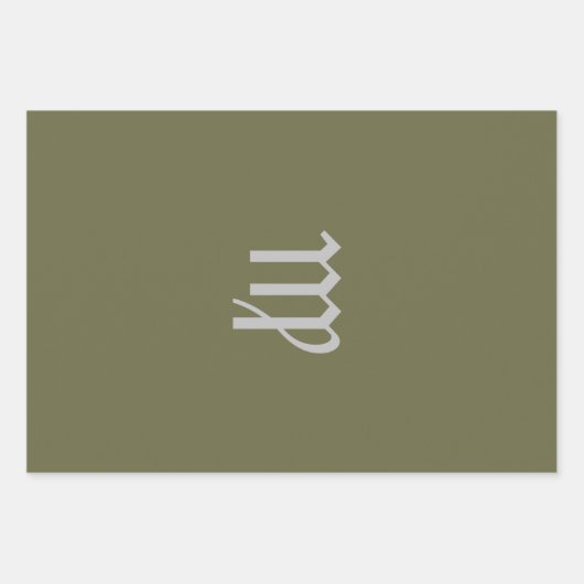 Virgo Zodiac - Olivenfarbe Geschenkpapier Set (Vorderseite)