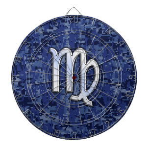 Virgo Zodiac Sign auf Blue Digital Camouflage Dartscheibe