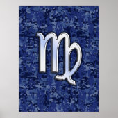 Virgo Zodiac Sign auf Blue Digital Camouflage Poster (Vorne)