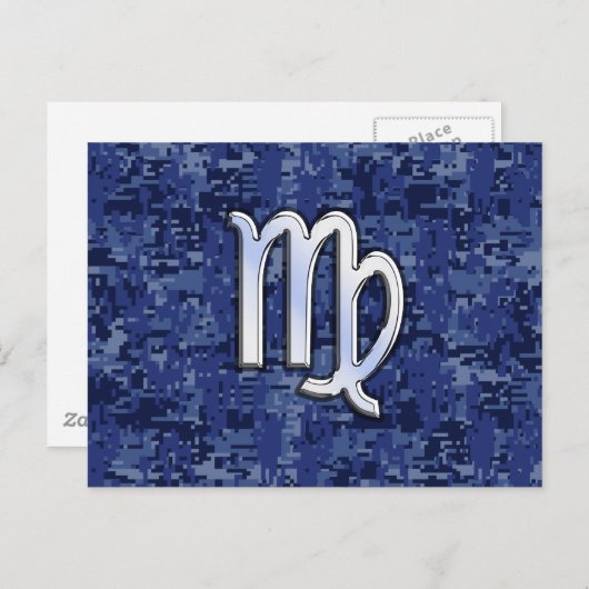 Virgo Zodiac Sign auf Blue Digital Camouflage Postkarte (Vorne/Hinten)