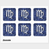 Virgo Zodiac Sign auf Blue Digital Camouflage Quadratischer Aufkleber (Blatt)