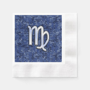 Virgo Zodiac Sign auf Blue Digital Camouflage Serviette
