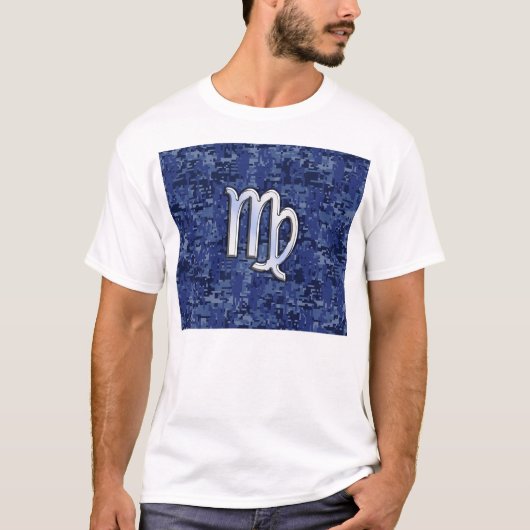 Virgo Zodiac Sign auf Blue Digital Camouflage T-Shirt (Vorderseite)