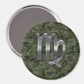 Virgo Zodiac Sign auf der grünen digitalen Camoufl Magnet (Vorderseite/Rückseite)