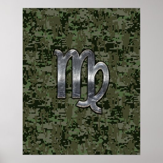 Virgo Zodiac Sign auf der grünen digitalen Camoufl Poster (Vorne)