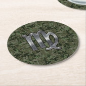 Virgo Zodiac Sign auf der grünen digitalen Camoufl Runder Pappuntersetzer (Angewinkelt)