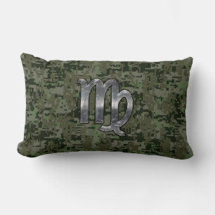 Virgo Zodiac Sign auf Green Digital Camouflage Sty Lendenkissen