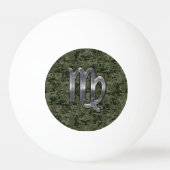 Virgo Zodiac Sign auf Green Digital Camouflage Tischtennisball (Rückseite)