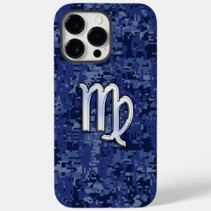 Virgo Zodiac Sign auf Navy Blue Camouflage Case-Mate iPhone 14 Pro Max Hülle