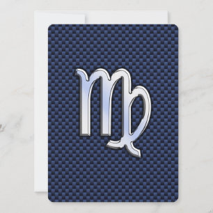 Virgo Zodiac Sign auf Navy Blue Carbon Fibre Print