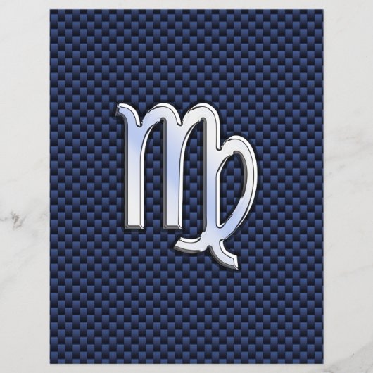 Virgo Zodiac Sign auf Navy Blue Carbon Fibre Print Flyer (Vorne)