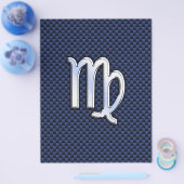 Virgo Zodiac Sign auf Navy Blue Carbon Fibre Print Flyer (Einzeln)