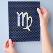 Virgo Zodiac Sign auf Navy Blue Carbon Fibre Print Flyer (Hand)