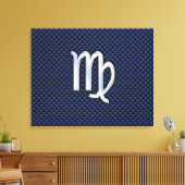 Virgo Zodiac Sign auf Navy Blue Carbon Fibre Print Leinwanddruck (Insitu (Wohnzimmer))