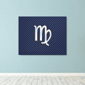 Virgo Zodiac Sign auf Navy Blue Carbon Fibre Print Leinwanddruck (Insitu (Holzboden))