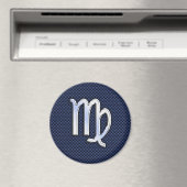 Virgo Zodiac Sign auf Navy Blue Carbon Fibre Print Magnet (In Situ (Geschirrspüler))