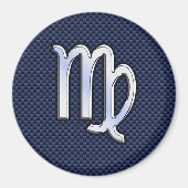 Virgo Zodiac Sign auf Navy Blue Carbon Fibre Print Magnet (Vorne)