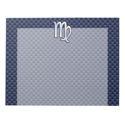 Virgo Zodiac Sign auf Navy Blue Carbon Fibre Print Notizblock (Vorderseite)