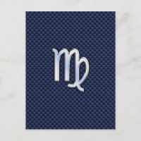 Virgo Zodiac Sign auf Navy Blue Carbon Fibre Print
