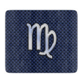 Virgo Zodiac Sign auf Navy Blue Carbon Fibre Print Schneidebrett (Vorderseite)