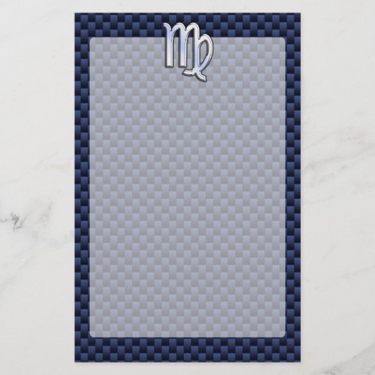 Virgo Zodiac Sign auf Navy Blue Carbon Fibre Style Briefpapier (Vorderseite)