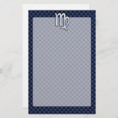 Virgo Zodiac Sign auf Navy Blue Carbon Fibre Style Briefpapier (Vorne/Hinten)
