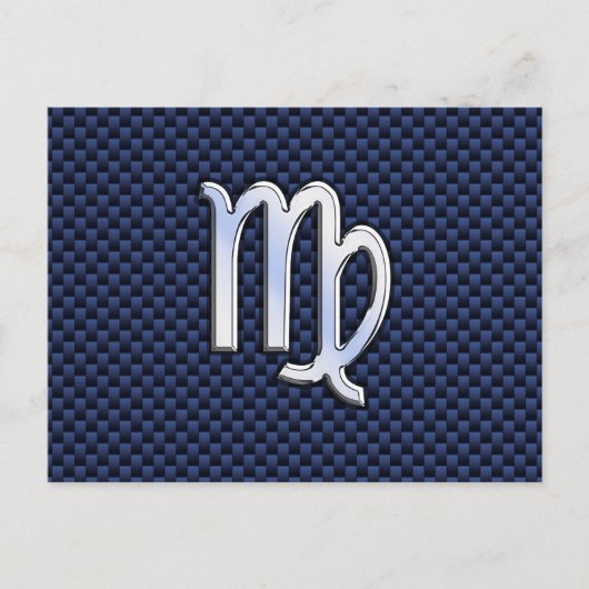 Virgo Zodiac Sign auf Navy Blue Carbon Fibre Style Postkarte (Vorderseite)