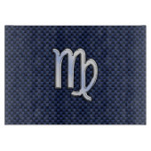 Virgo Zodiac Sign auf Navy Blue Carbon Fibre Style Schneidebrett (Vorderseite)