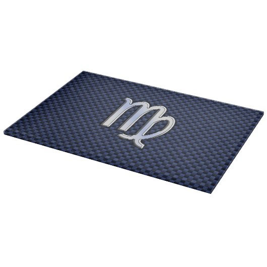 Virgo Zodiac Sign auf Navy Blue Carbon Fibre Style Schneidebrett (Ecke)