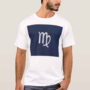 Virgo Zodiac Sign auf Navy Blue Carbon Fibre Style T-Shirt