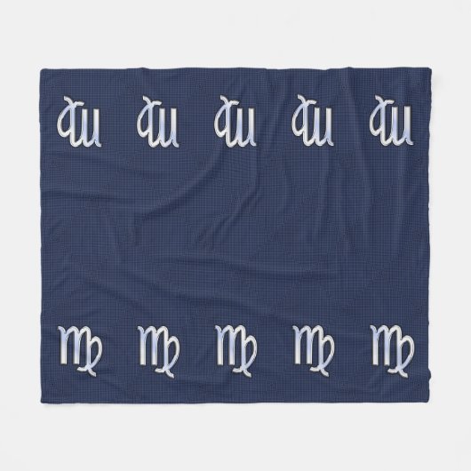 Virgo Zodiac Sign auf Navy Blue Decor Fleecedecke (Vorderseite (Horizontal))