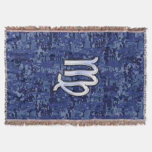 Virgo Zodiac Sign auf Navy Blue Digital Camouflage Decke (Vorderseite)