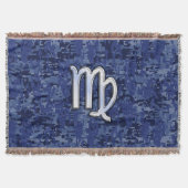 Virgo Zodiac Sign auf Navy Blue Digital Camouflage Decke (Vorderseite)