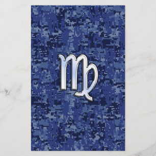 Virgo Zodiac Sign auf Navy Blue Digital Camouflage Flyer