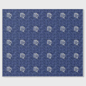 Virgo Zodiac Sign auf Navy Blue Digital Camouflage Geschenkpapier (Flach)