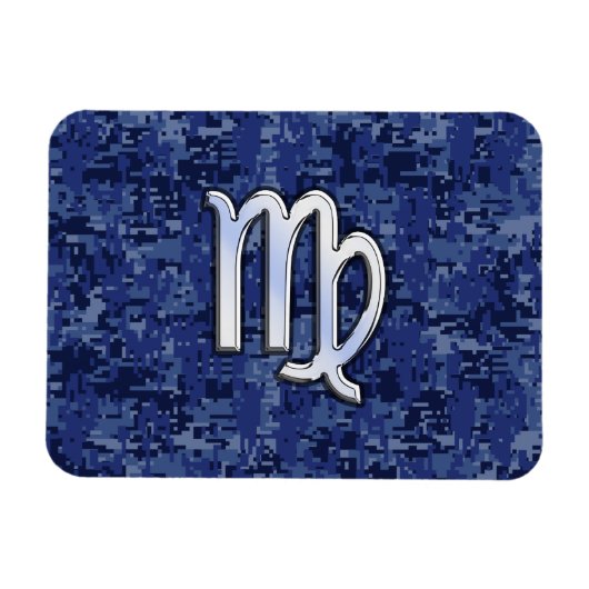 Virgo Zodiac Sign auf Navy Blue Digital Camouflage Magnet (Horizontal)
