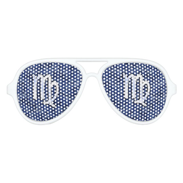 Virgo Zodiac Sign auf Navy Blue Digital Camouflage Partybrille (Vorderseite)