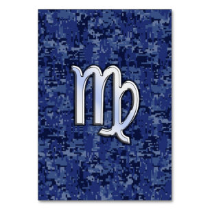 Virgo Zodiac Sign auf Navy Blue Digital Camouflage Tischnummer