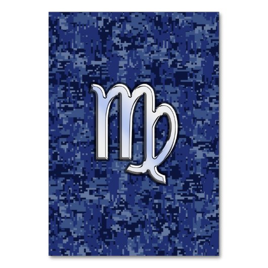 Virgo Zodiac Sign auf Navy Blue Digital Camouflage Tischnummer (Vorderseite)