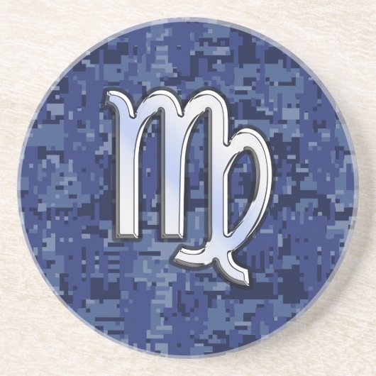 Virgo Zodiac Sign auf Navy Blue Digital Camouflage Untersetzer (Vorne)