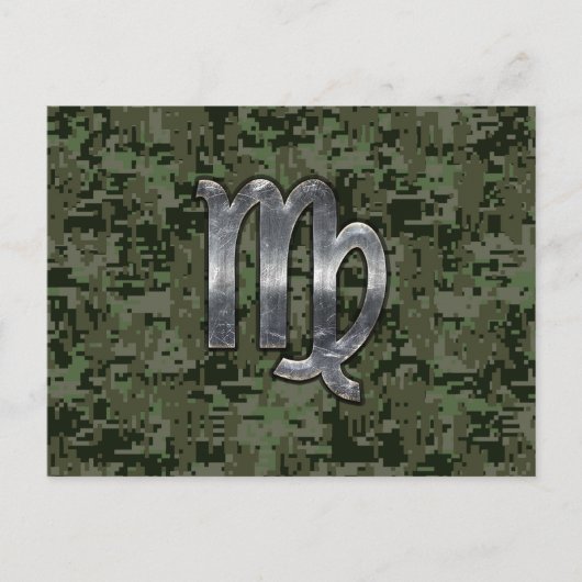 Virgo Zodiac Sign auf Olive Green Digital Camoufla Postkarte (Vorderseite)