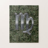 Virgo Zodiac Sign auf Olive Green Digital Camoufla Puzzle (Vertikal)